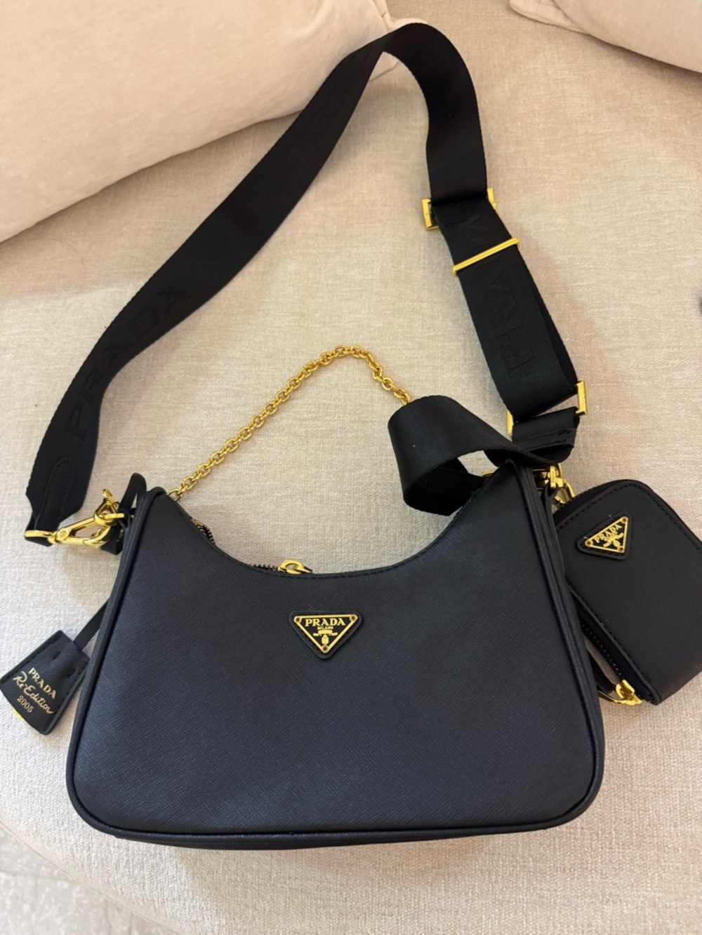 Black Crossbody Bag with Gold Hardware